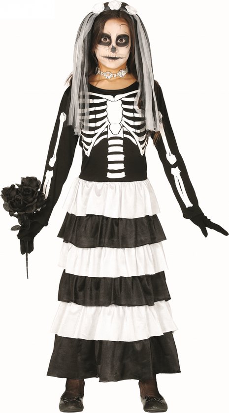 FIESTAS GUIRCA, SL - Costume de mariée skelet Zwart et blanc pour fille - 98/104 (3-4 ans) - Costumes pour enfants