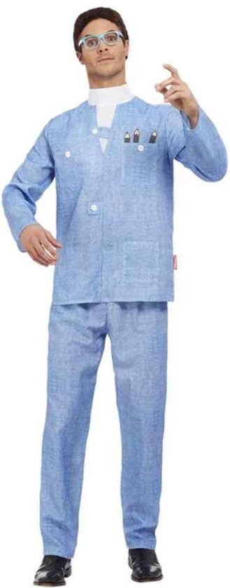 Smiffy's - Thunderbirds Kostuum - Thunderbirds Brains - Man - Blauw - Large - Carnavalskleding - Verkleedkleding