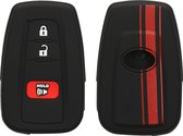 kwmobile autosleutel hoesje geschikt voor Toyota 2-knops autosleutel Smart Key - Autosleutel behuizing in rood / zwart - Rallystrepen design