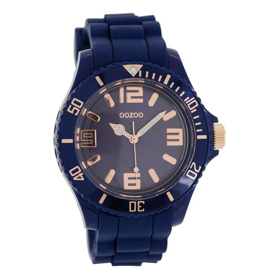 OOZOO Timepieces - Donker blauwe horloge met donker blauwe rubber band - C5048