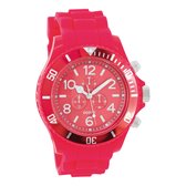 OOZOO Timepieces - Fluo roze horloge met fluo roze rubber band - C4837