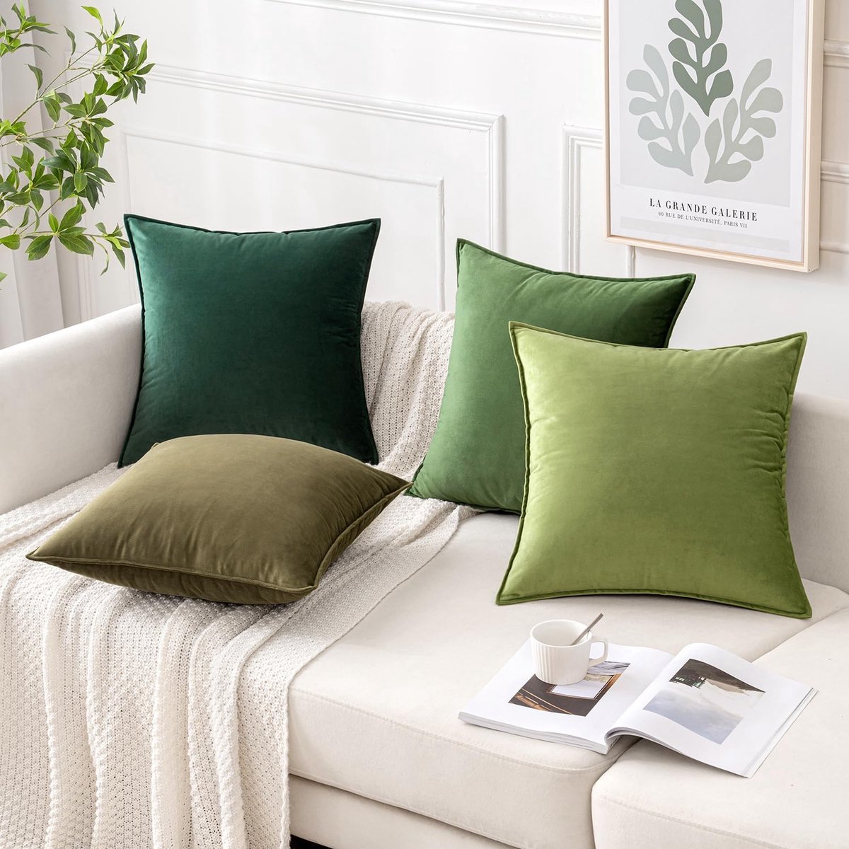 EMEMA Fluwelen corduroy kussenslopen, set van 4 decoratieve kussenslopen voor bank, moderne kussensloop, 45 x 45 cm, decoratieve kussenslopen, zachte kussenhoes voor decoratie