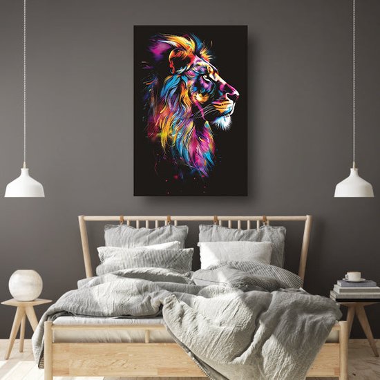 Tableaux de lion - Tableaux d'animaux - Peintures sur toile Éclaboussures de peinture - Tableaux Classique - Toile de Décoration murale murale - Toile de décoration de chambre 75x100 cm