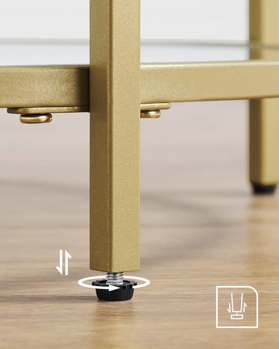 Table d'appoint moderne ronde en Glas trempé avec structure en acier doré - Salon Chambre