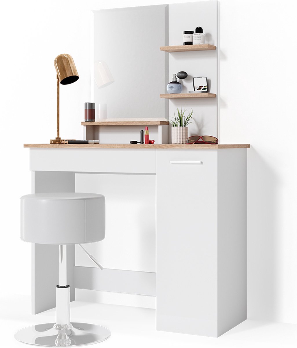 vicco coiffeuse julia blanc sonoma avec led vicco coiffeuse julia blanc sonoma avec led