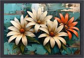Bloemen wanddecoratie - Natuur schilderijen - Schilderij op canvas Bladeren - Muurdecoratie kinderkamer - Canvas schilderijen met baklijst - Slaapkamer wanddecoratie canvas met baklijst 70x50 cm