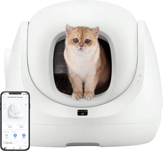 Catlink Scooper SE BayMax - Zelfreinigende kattenbak met Wifi - Compact formaat - Groot volume - Wit
