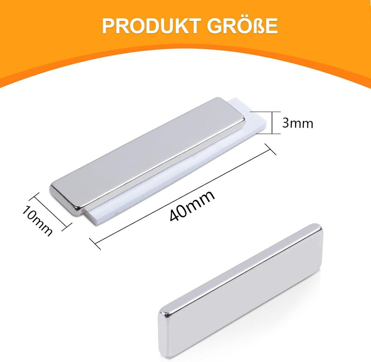 MAGXCENE Lot De 40 Aimants Néodyme Rectangulaires Puissants 40x10x3mm Pour Frigo Et Tableau