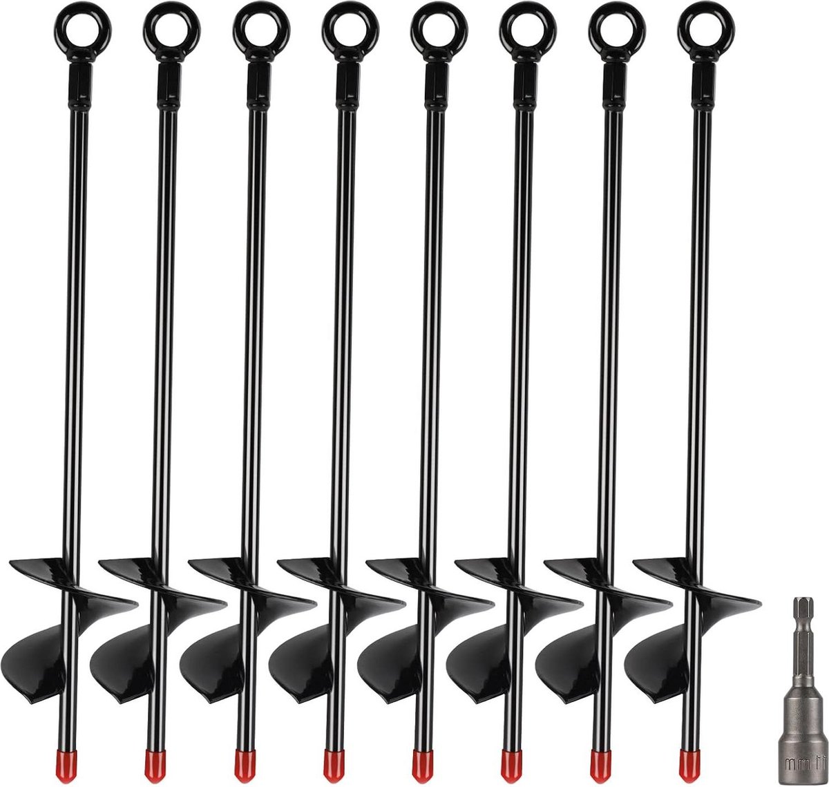 DBREAKS Grondanker, 8 stuks trampoline, grondankers met spiraalboor, 15 inch trampolinebevestiging, bodem, grondankers, schommelset, anker, voor tenten, schuren, schommelsets, trampolines