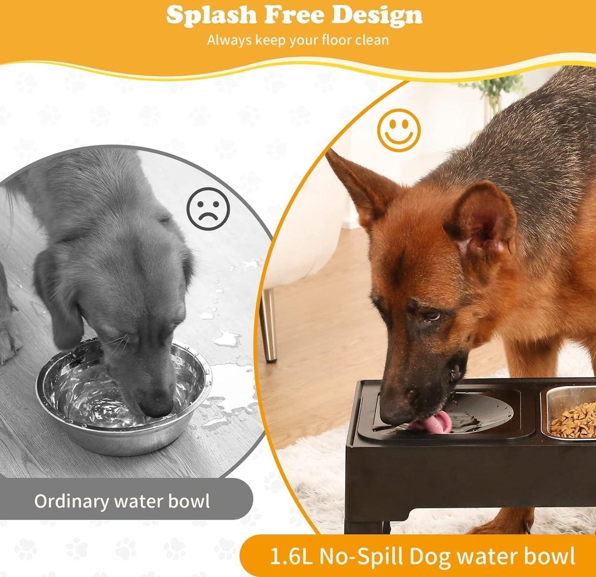 Verhoogde hondenbakstandaard voor middelgrote/grote honden met slow feeder en mat, verstelbare hoogte 9,9 cm, 14 cm, 216 cm, 22,1 cm, 25,9 cm, 30 cm, 1,7 liter verhoogde drievoudige hondenvoer- en