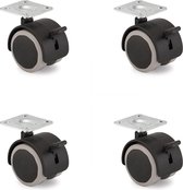 4 stuks mini-wielen voor kleine meubels, TPR, rubberen