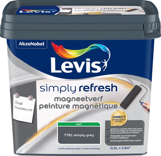 Peinture Peinture magnétique Levis Simply Refresh, mate, Simply gris, 0,5 l
