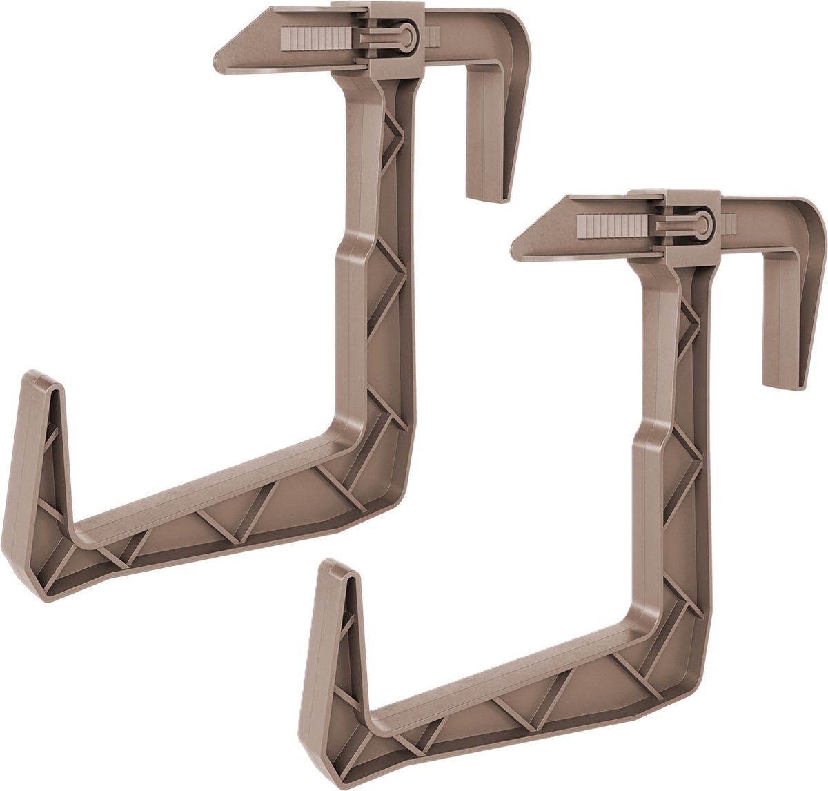 Form Plastic Balkon plantenbak ophang beugels - 2x - voor aan een railing - kunststof - beige - balustradehook