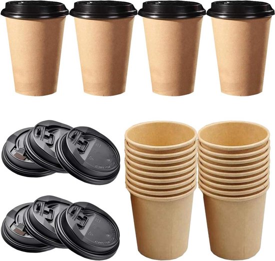 Foto: Espressobekers van karton koffie to go bekers wegwerpbeker van kraftpapier koffie thee dranken 50 stuks 8oz 