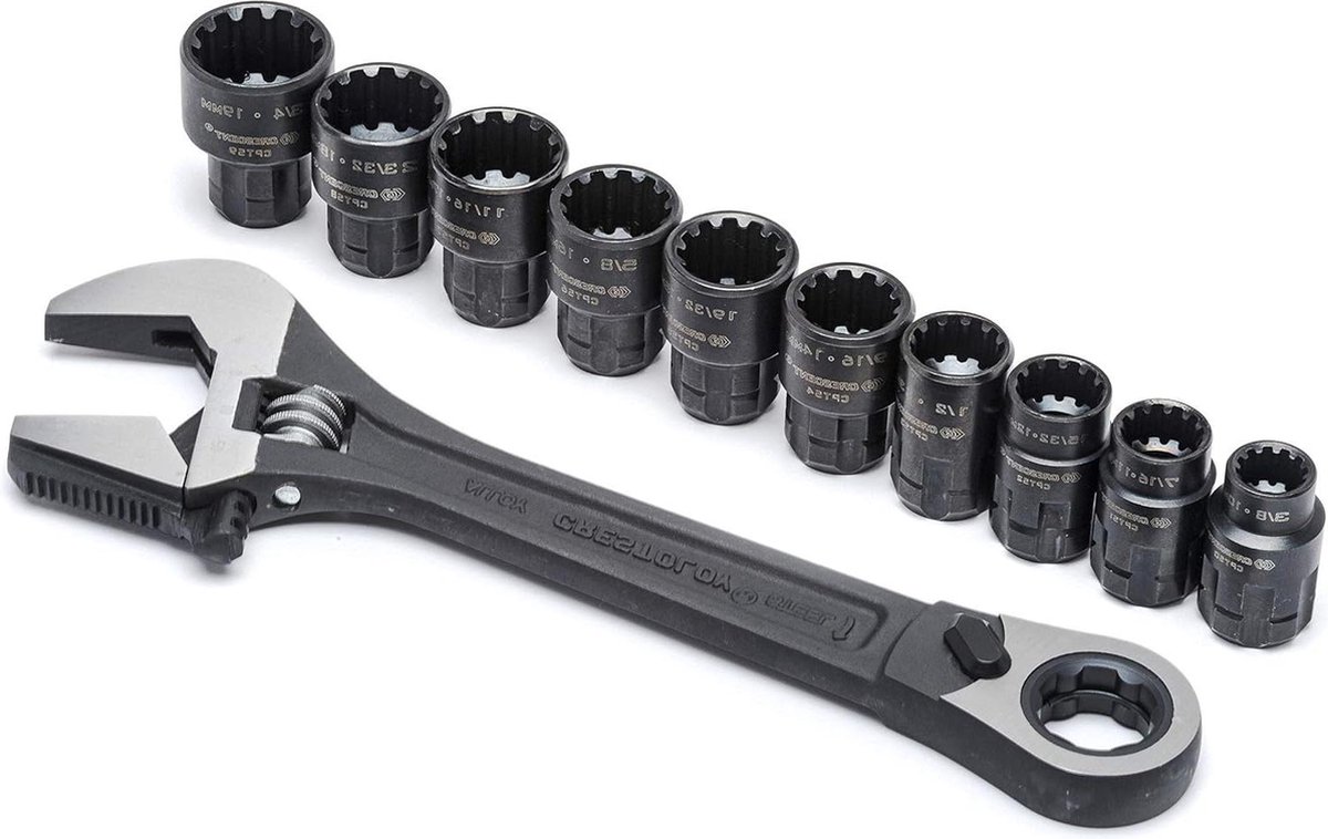 Verstelbare open uiteinde sleutelset - 11 stuks - 10-19 mm - Crescent