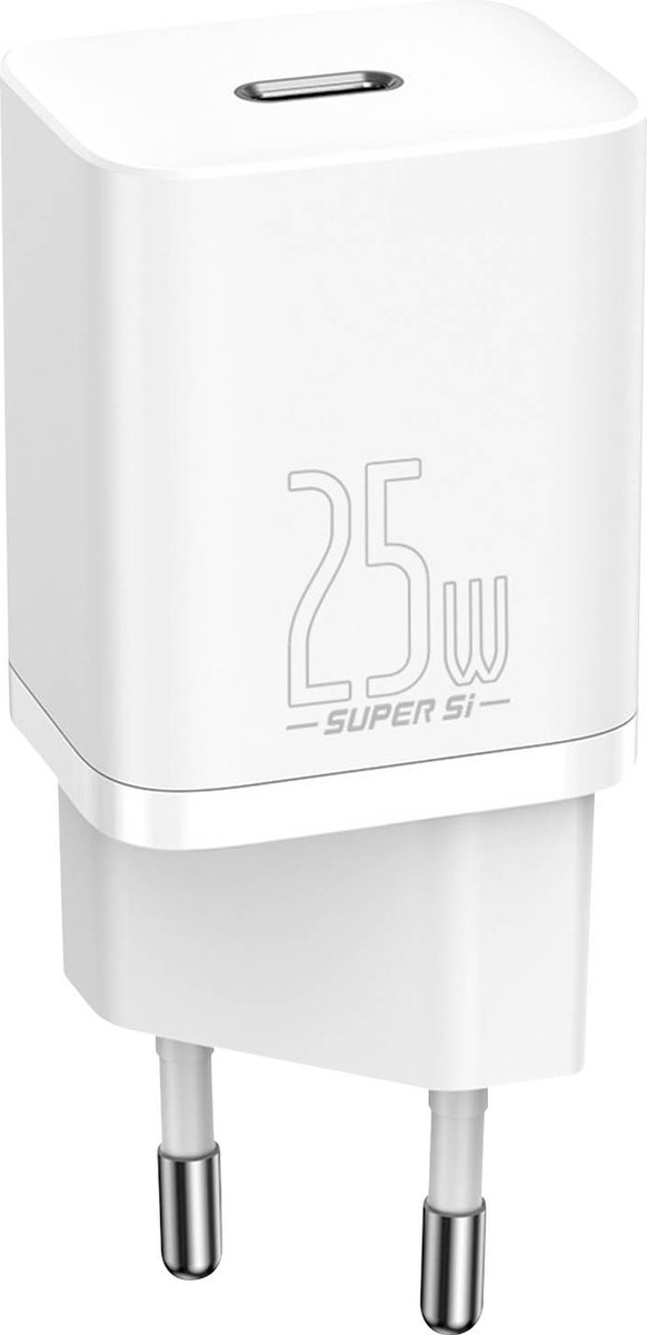 Baseus Reislader 25W met USB C naar USB C Kabel 1 meter - wit - Fast Charging compatible
