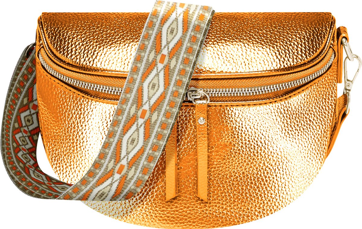 Alta Moda, Heuptasje Glamour Glanzende schouderriem, Oranje