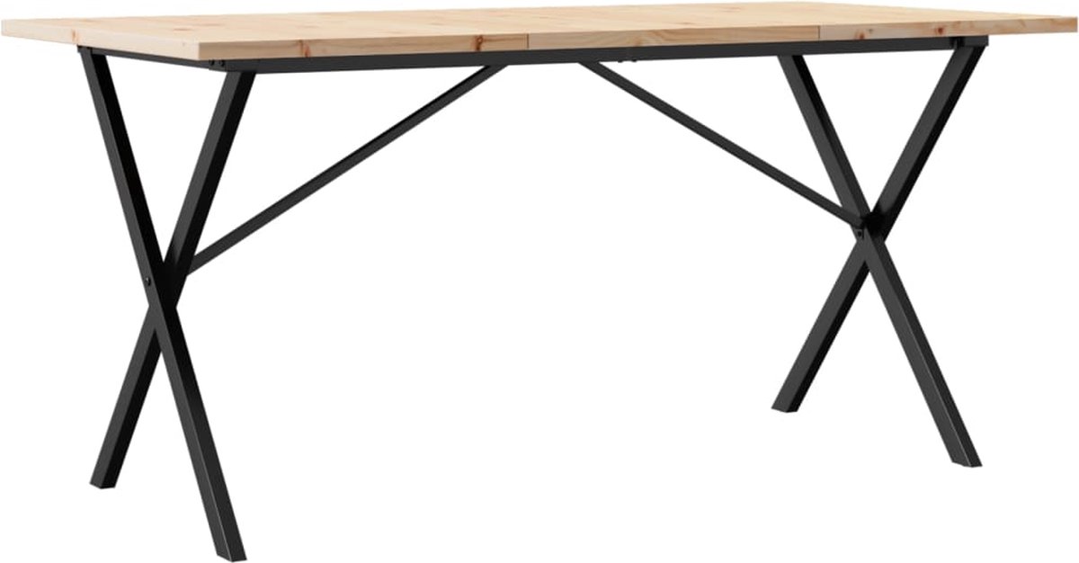 vidaXL Eettafel - X-frame - 160x80x75,5 - cm - massief - grenenhout - en - staal Bruin
