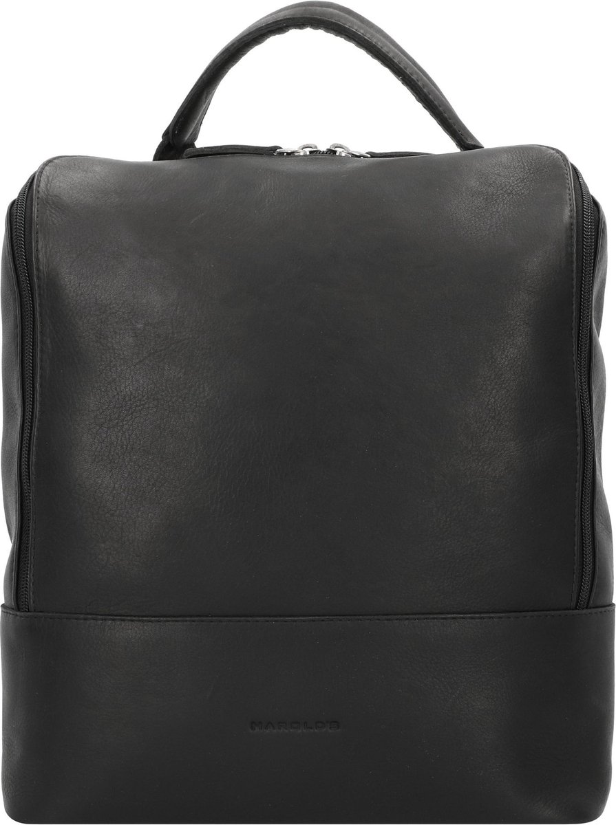 HAROLD'S Leren Vrije tijd rugzak Rugzak met laptopvak Campo U-City-Backpack Black Zwart