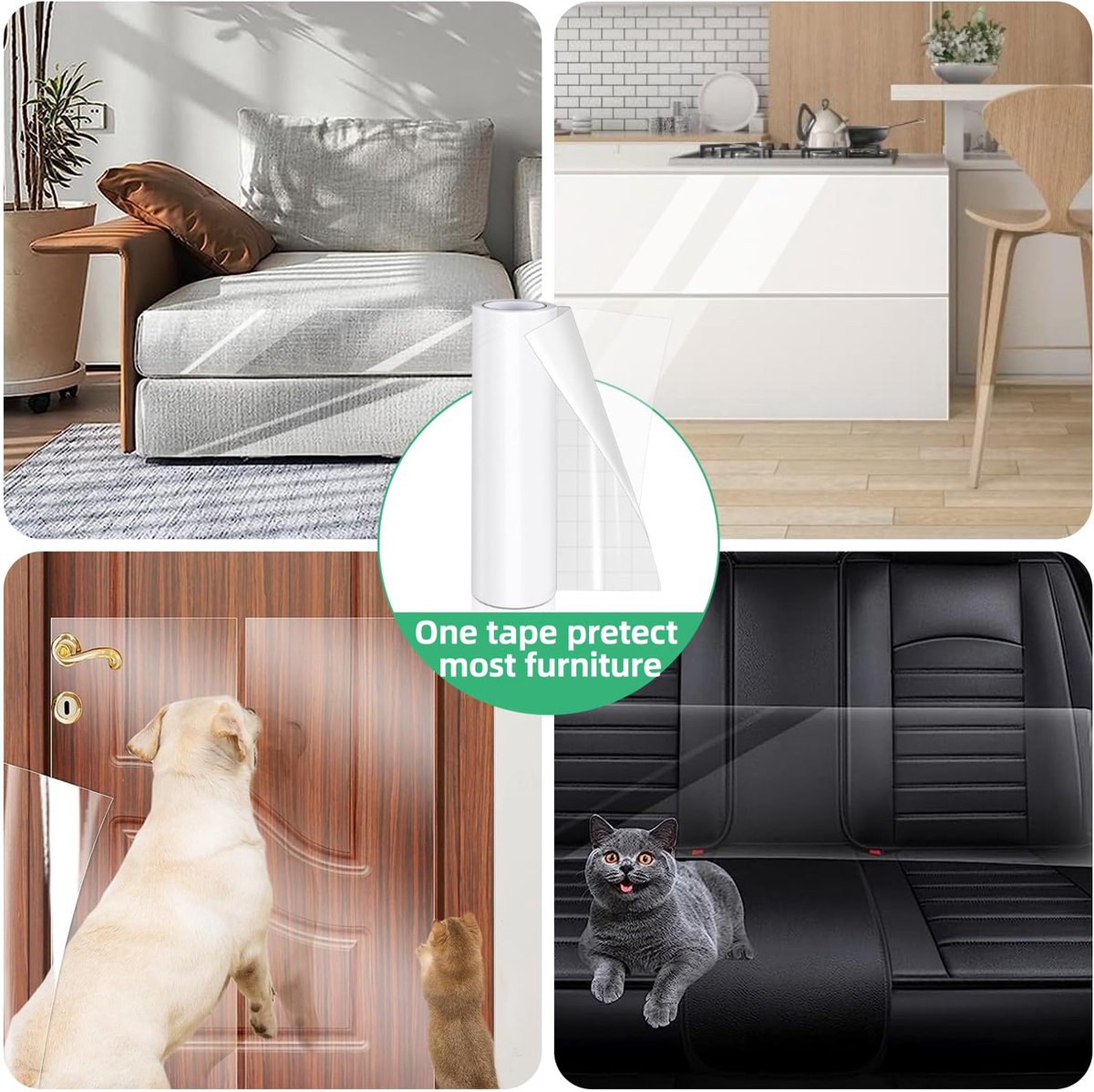 Krasbestendige beschermfolie voor meubels, zelfklevende pvc-folie (20 cm x 5 m), op maat te snijden, onzichtbare bescherming voor banken en meubels, krasbestendig voor katten en honden