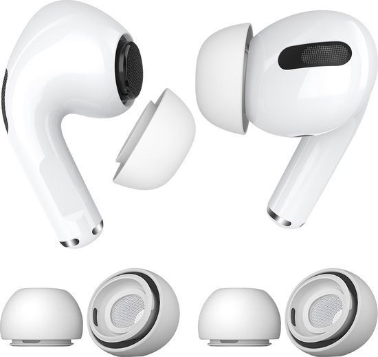 MMOBIEL 2 Paar Vervangende Oordopjes Tips Geschikt voor AirPods Pro Gen 1 & 2 - Antislip Siliconen Oordopjes met Ruisonderdrukkingsgat, Draagbare Opbergdoos en Passen in Oplaadcase - M - Wit