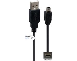 OneOne 2,2m Mini USB kabel. Extra sterke laadkabel. Stevig oplaadkabel snoer past op Canon EOS 1Ds Mark III 3, 200D, 100D, 40D, 450D, 500D, 500D Body, 50D, 50D Body, 550D