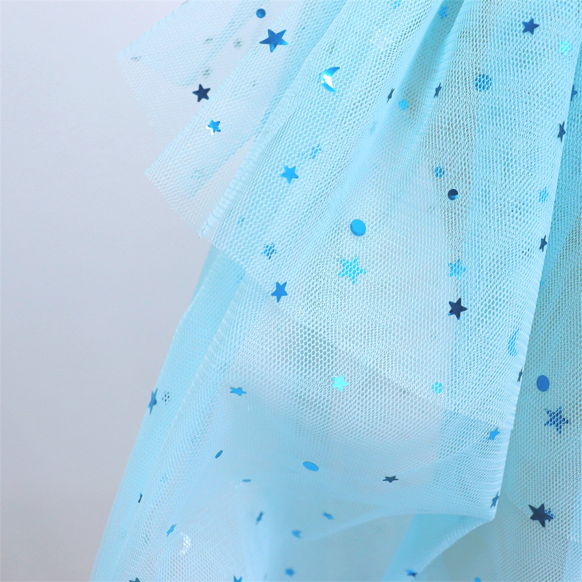 Joya Kids® Verkleedcape met Accessoires Licht Blauw | Prinsessencape | Cape Set | Unicorn | Meisje Verkleedset | Carnvalskleding Meisjes | Met Kroon, Staf, Handschoenen en Sieradenset — afbeelding 3