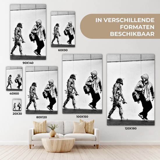 Peinture sur toile - Photo sur toile - Évolution - Illustration - Zwart - Wit - Humain - Décoration murale - 80x120 cm - Toile
