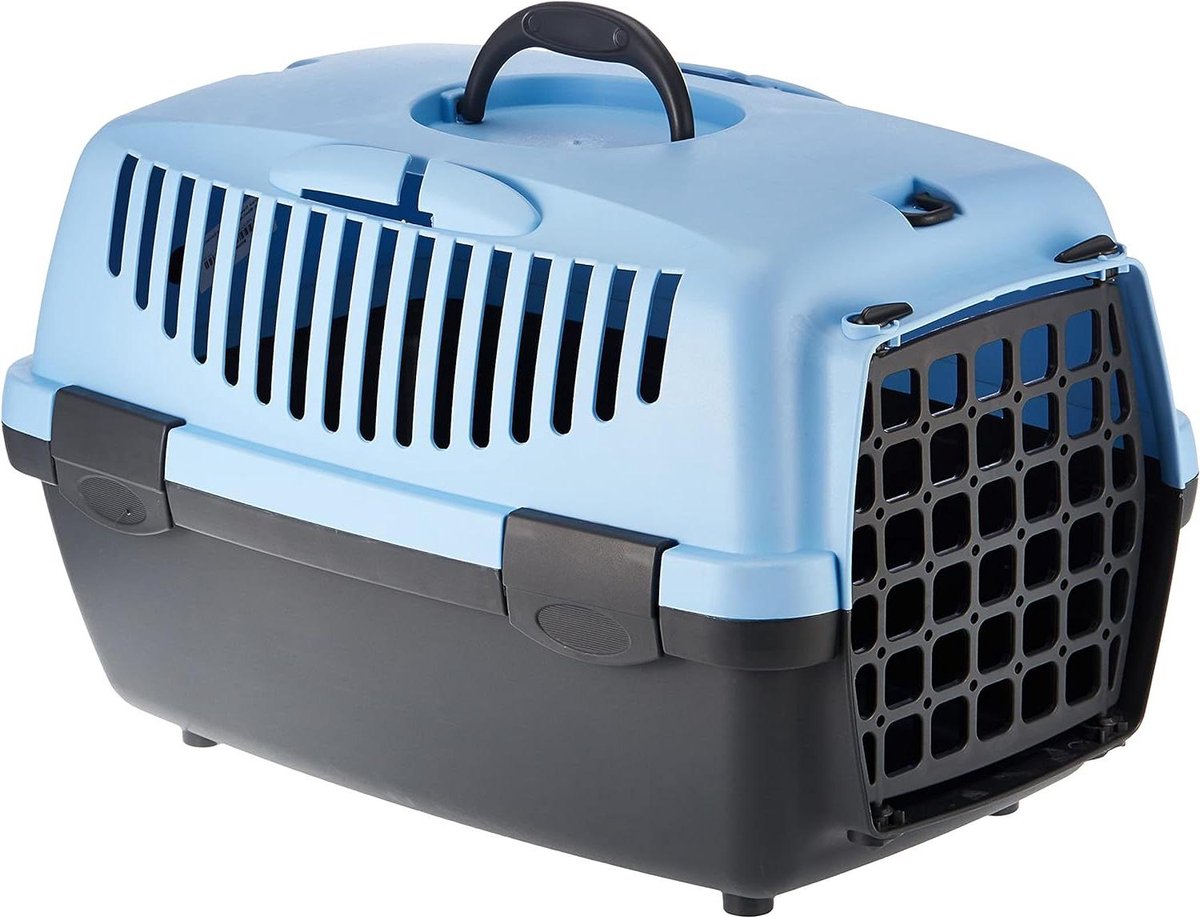 Transportbox kunststof - Groot formaat 32 × 31 × 48 cm - Lichtgrijs/donkerblauw Kattenmand