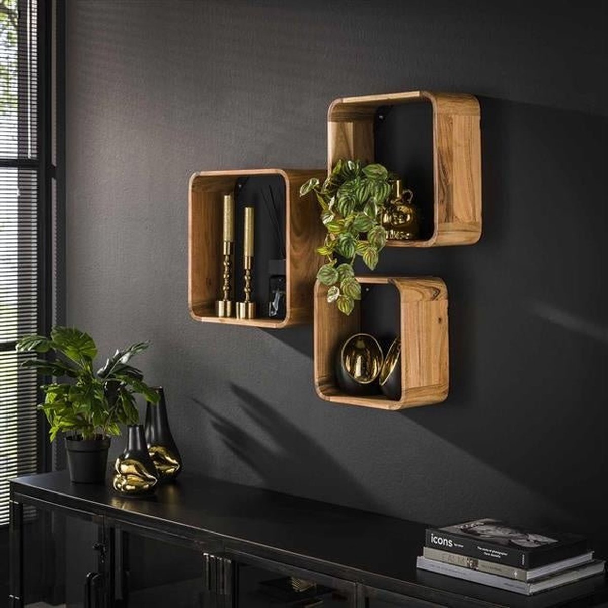 DH Interior Wandplank Mitchel - Hout - Massief acacia - Scandinavisch & Basic - 40 x 15 x 40 cm