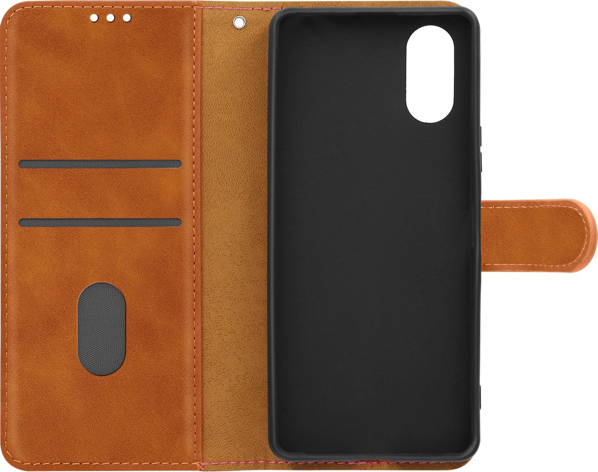 Avizar Foliohoes Geschikt voor Sony Xperia 10 VI Kaart- en videohouders, Camel