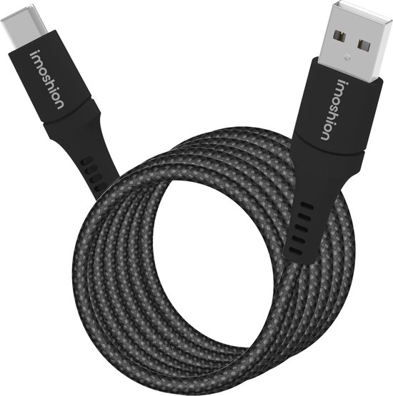 Foto: Imoshion kabel magnetische usb c naar usb a kabel 1 meter 15w oplaadkabel van nylon zwart