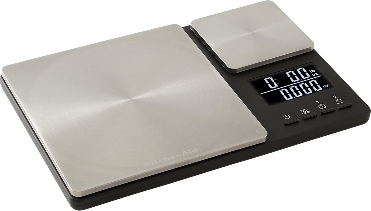 KitchenAid Keukenweegschaal Met Dubbel Platform, Weegvermogen Van 5000 Gram, Glas, ‎3,18 x 21,34 x 30,23 Centimeter, Zwart, KQ909G
