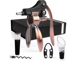 LivingHub Kurkentrekkerset - 5 Delige Wijnopenerset de Luxe - Inclusief Flessenopener - Wijntopper - Wijnpomp - Geschenkdoos - Cadeautip