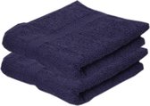 2x Luxe handdoeken navy blauw 50 x 90 cm 550 grams - Badkamer textiel badhanddoeken
