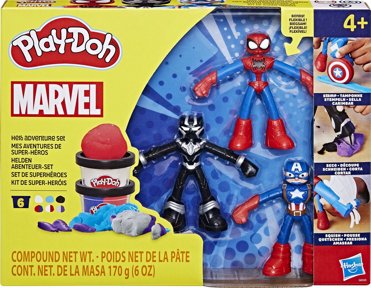 Play-Doh Marvel Heldenavonturen Speelset - Boetseerklei - Inclusief 3 figuren - Spider-Man - Black Panther - Captain America — afbeelding 7