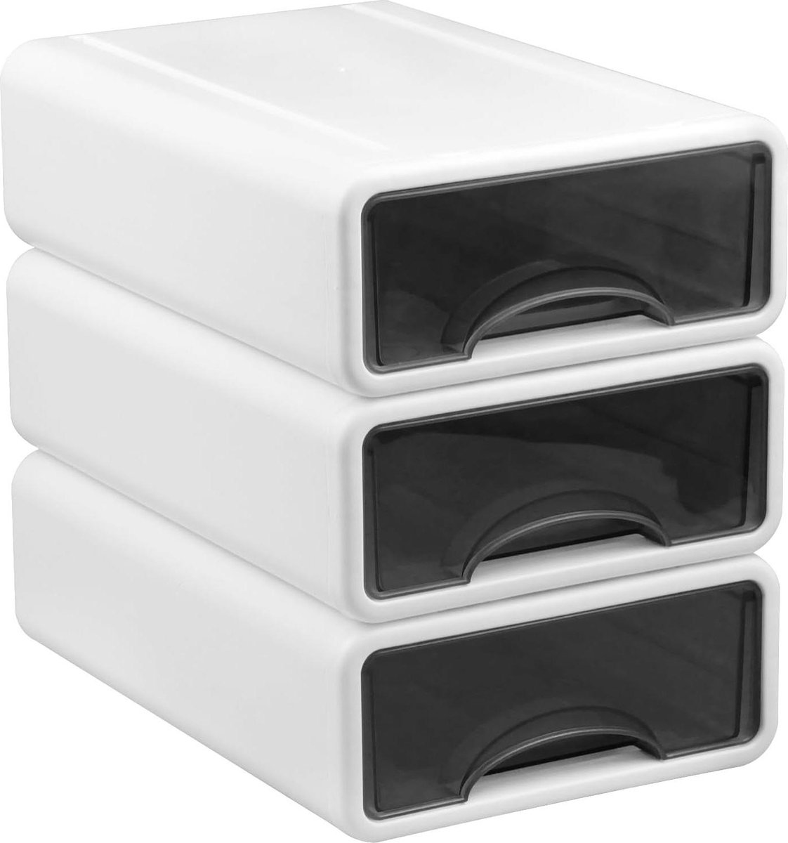 Image of 3 stuks ladebox kunststof opbergdozen bureauorganizer ladebox - kantoor make-uptafel badkamer (wit)