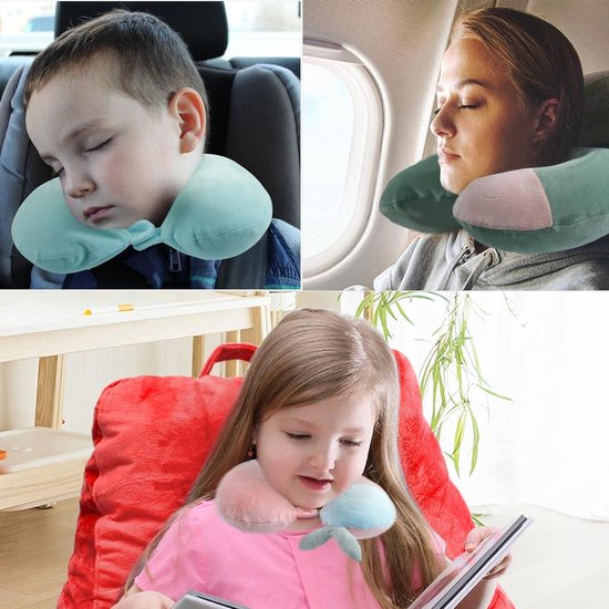 Oreiller cervical en mousse à mémoire de forme - kussen en U pour adultes et enfants - Rose - Camping et sommeil