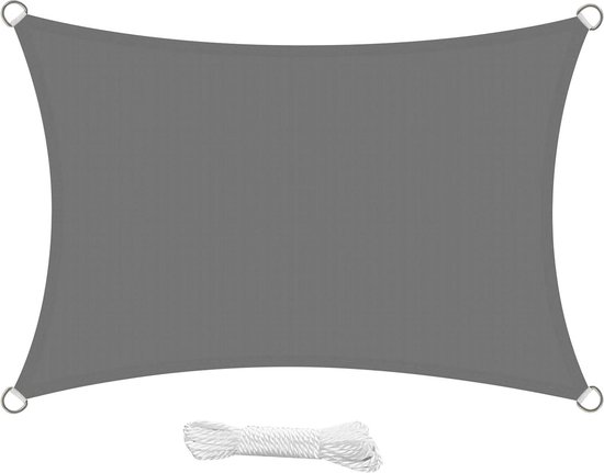 Voile d'Ombrage 2x3 Mètres Rectangle Voile d'Ombrage en Polyester PES Hydrofuge - Protection UV Grijs