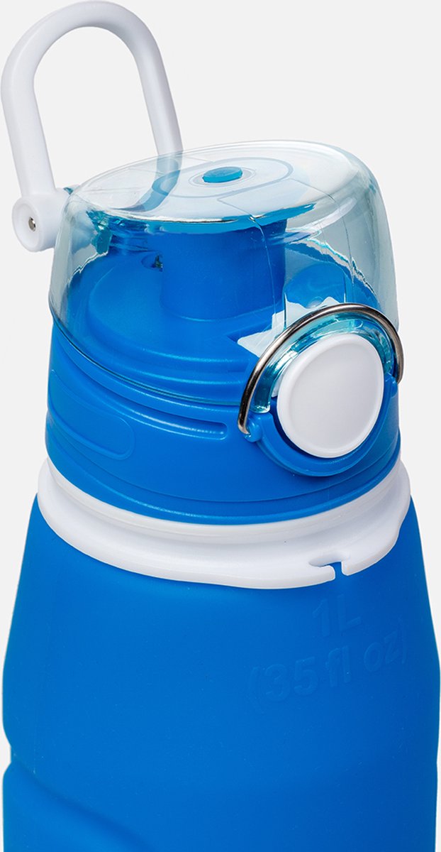 Duradis - Opvouwbare waterfles - Drinkfles - Waterzak - Duurzaam - Siliconen - 1000 ml - Blauw — cadeau in Sport & Outdoor - foto 3