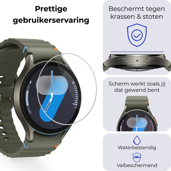Screenprotector - 2 Stuks - Geschikt voor Samsung Galaxy Watch 7 (44 mm) - Sterk & Shockproof - Tempered Glass - Gehard Glas - Beschermglas Screen Cover - Bescherm Protector voor Smartwatch