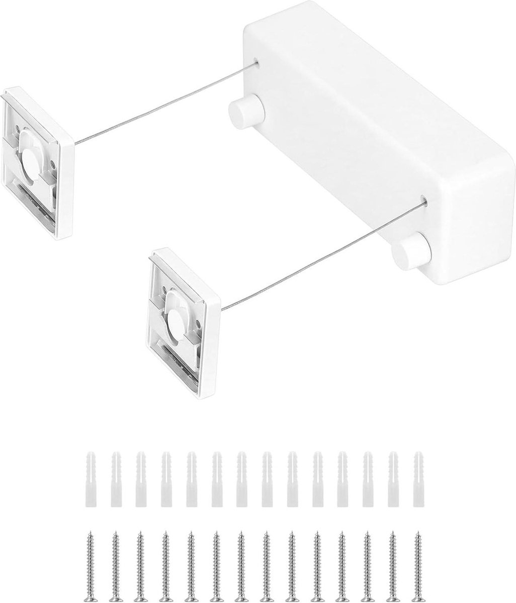 Goedkoopste 4.2 m uittrekbare waslijn - wandgemonteerde waslijn wit - twee lijnen voor balkons en wasruimtes