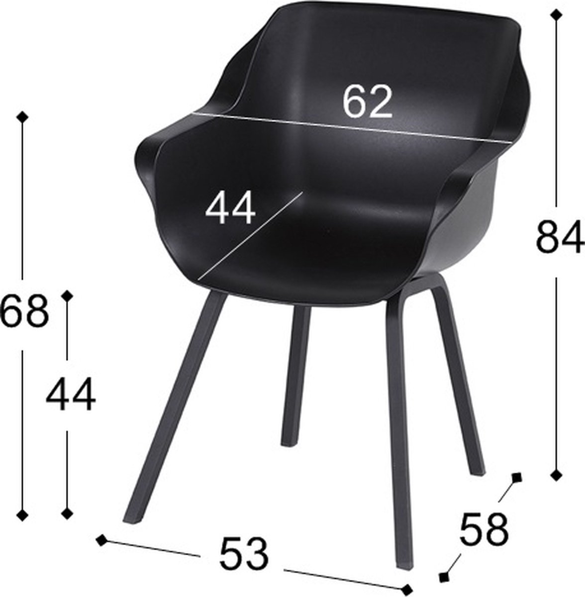 Hartman Sophie Element dining fauteuil baquet - Noir carbone
