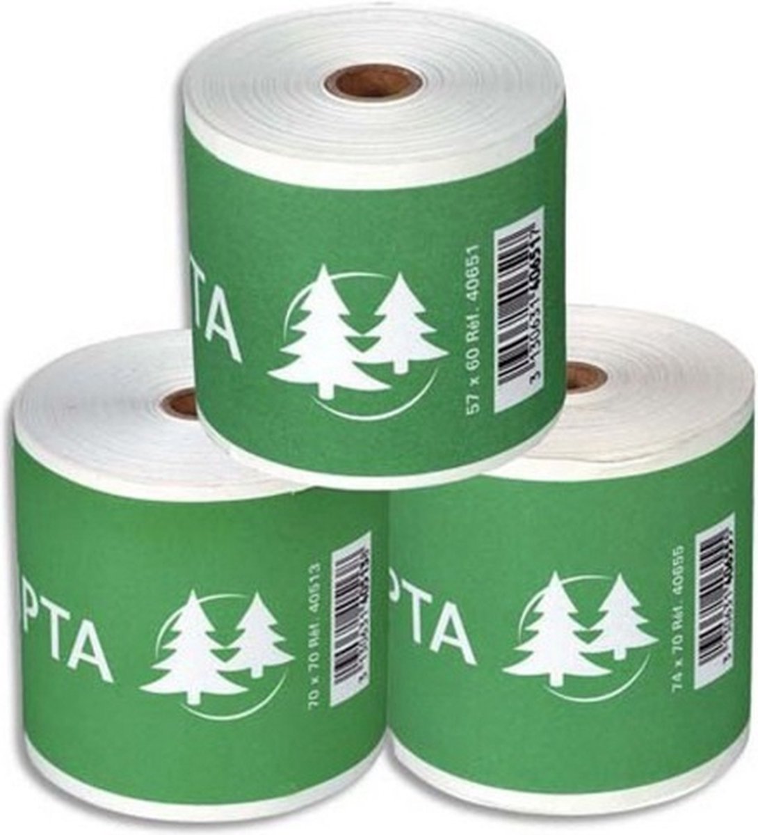 Exacompta Tel- en kassarol, 57 mm, rol 37 m, Wit (doos 10 rollen)