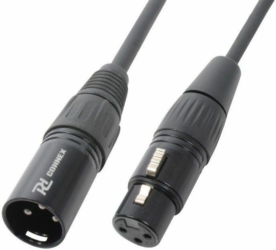 Zwarte audiokabel met aan beide zijden een vergulde XLR connector.