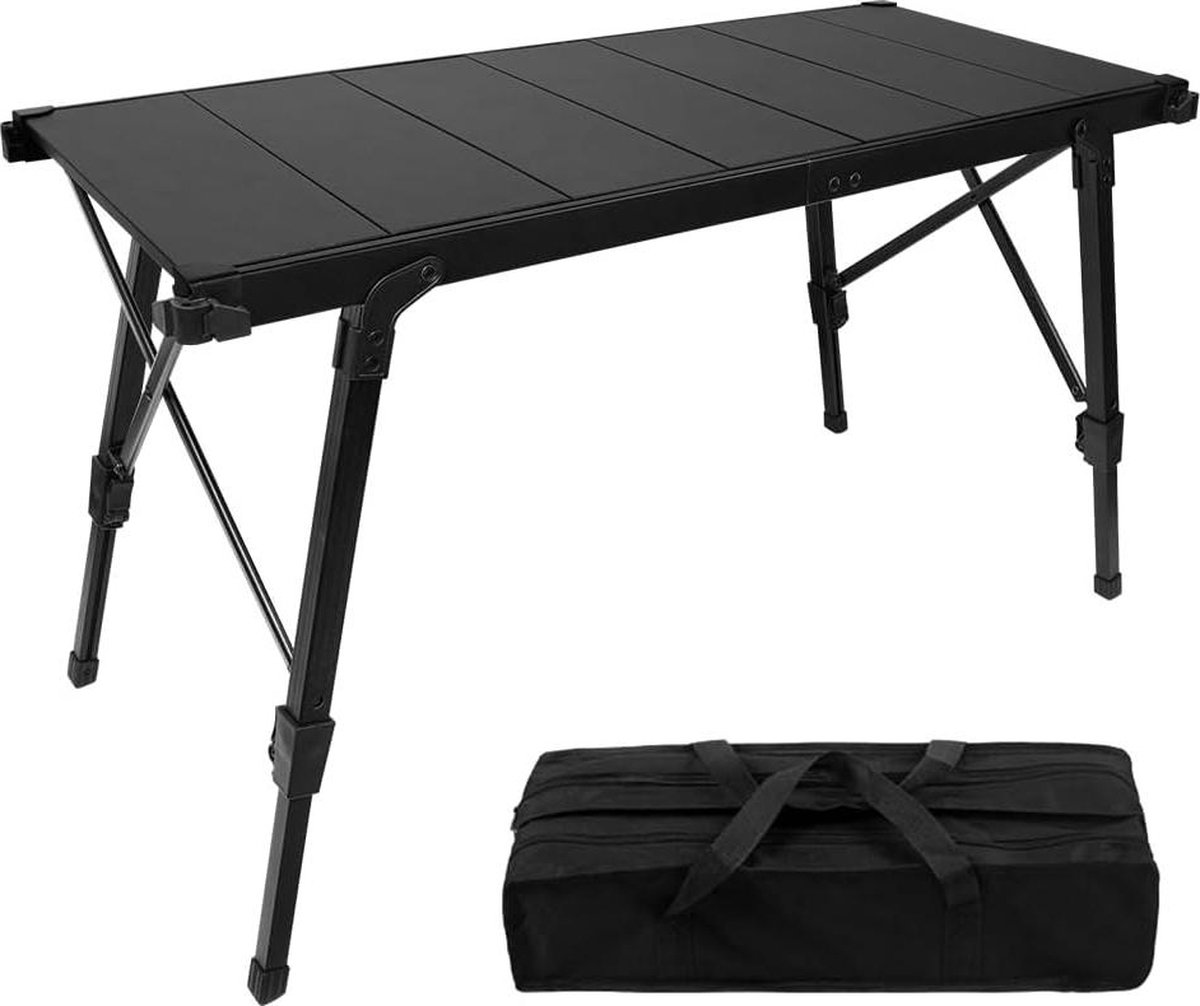Inklapbare campingtafel - Aluminium frame - Hoogte verstelbaar - Licht en draagbaar - 95 x 45 x (38-55) cm - Tuin en camping