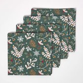 Homescapes Lot de 4 Serviettes de table Noël Forêt Festive en coton