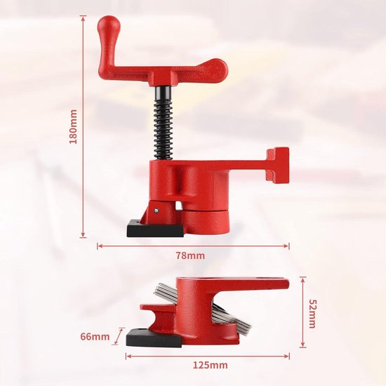 Bessey PC34-2 3/4 inch buisklem met 2 3/8 inch diepte, rood