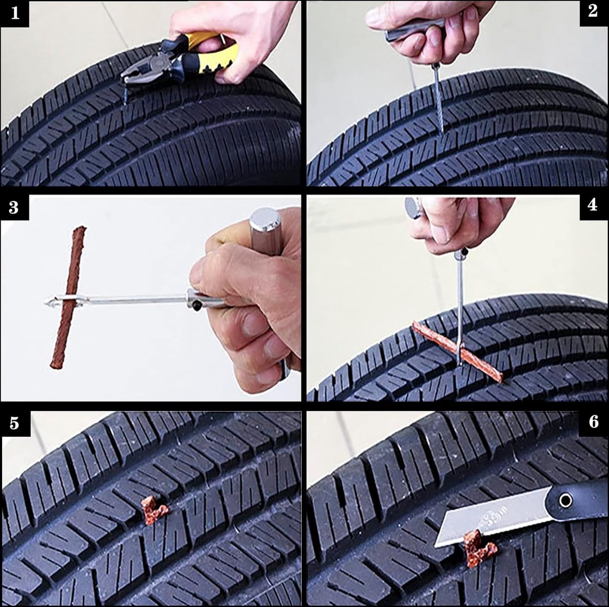 Proppen autoband - Navul veters - 120 Stuks - Bandenreparatieset Set - navul - Autobanden reparatie set - 10CM - Bandenreparatieset navul - Voordeelverpakking - Bandenreparatieset Set voor Auto - voor auto - bestelwagen - motorfiets - kofferbak thumbnail 2