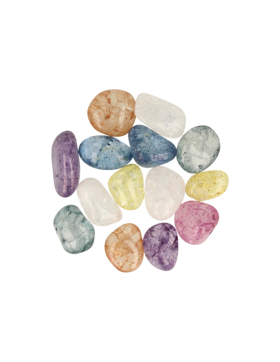 Ruben Robijn Bergkristal crackle mix 250 gr. trommelstenen (gekleurd) (mt3) Bonte kleuren